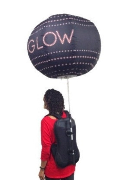 Inflatable promotional backpack sphere 