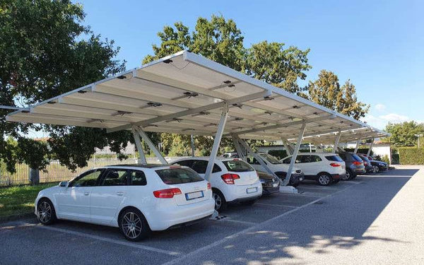 Cantilevered solar car charging carport