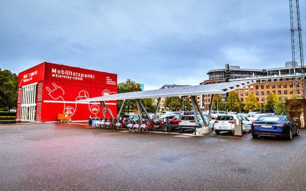 Electric bike and car charging carport