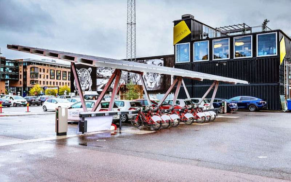 Bicycle and car charging carport